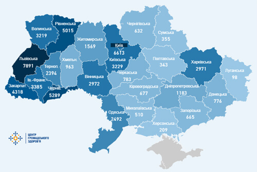 Станом на 18 липня в Україні зафіксовано 847 нових випадків COVID-19