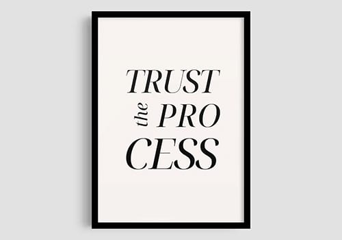 Постер Roomy у чорній рамці "Trust Process"